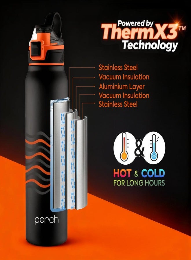 Perch Apex Hot and Cold Stainless Steel Water Bottle 740ml | Triple-Layer Vacuum Insulated 3D Printed Bottle | ISI Certified, Leakproof & BPA-Free | Gift for Men & Women | Wave - Image 2